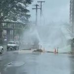 Vídeo: vazamento de água cria 'chafariz' na avenida Nossa Senhora do Carmo, em BH