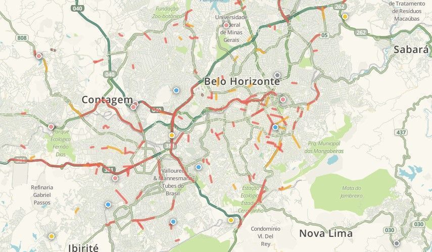 Chuva em BH: veja os principais pontos de congestionamento da capital