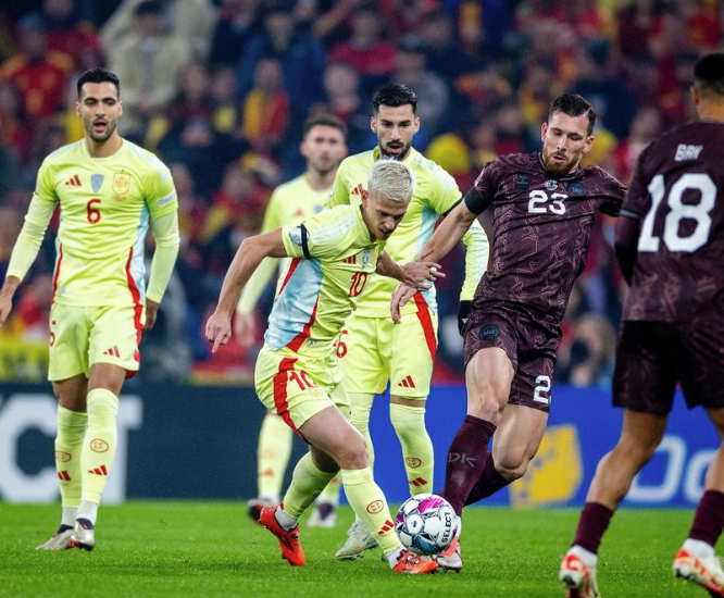 Espanha vence a Dinamarca fora de casa e mantém invencibilidade na Liga das Nações