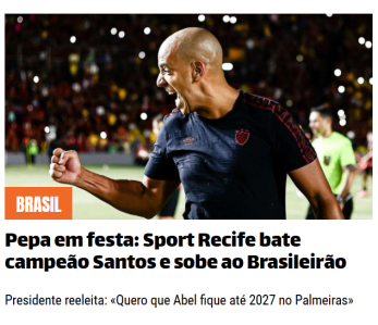 MAIS FUTEBOL - Pepa em festa: Sport Recife bate campeão Santos e sobe ao Brasileirão