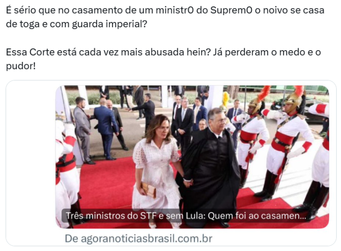 Comentário sobre suposto uso de toga tem se espalhado em redes sociais Comentário sobre suposto uso de toga tem se espalhado em redes sociais