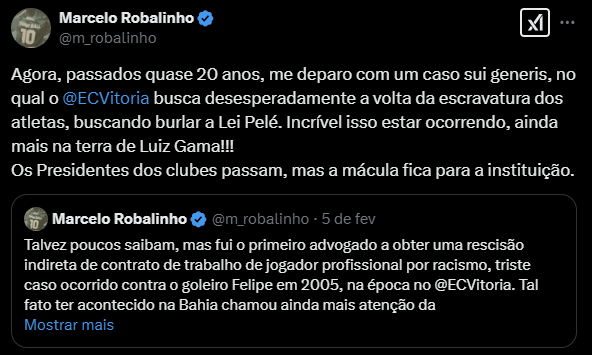 Empresário de Lucas Esteves critica Vitória e acusa clube de 'buscar volta da escravatura'