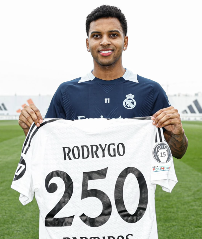 Rodrygo chega a marca de 250 jogos pelo Real Madrid Rodrygo chega a marca de 250 jogos pelo Real Madrid