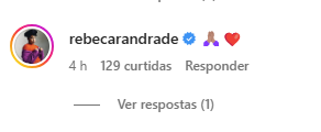 Comentário de Rebeca Andrade em postagem de Pri Daroit