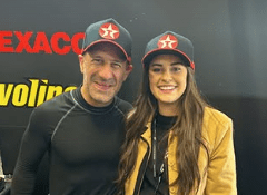 Tony Kanaan ao lado de Beatriz Bottino durante evento da Stock Car