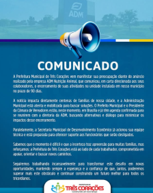 Anúncio oficial foi divulgado nas redes sociais da prefeitura.