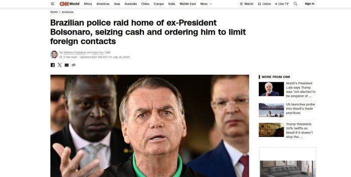 Imprensa internacional repercute operação na casa de Bolsonaro