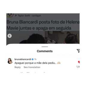 Bruna Biancardi disse que deletou foto porque Kimberlly pediu