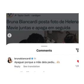 Bruna Biancardi disse que deletou foto porque Kimberlly pediu