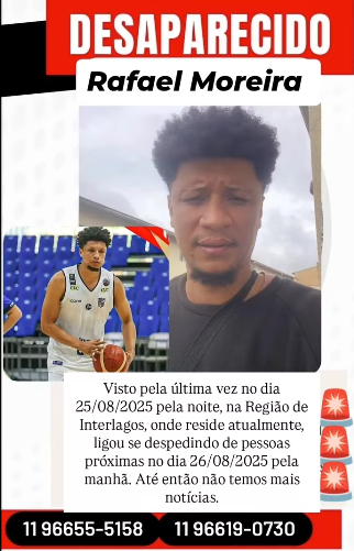 Rafa Moreira está desaparecido em São Paulo