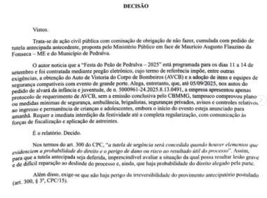 Decisão judicial compartilhada nas redes sociais.