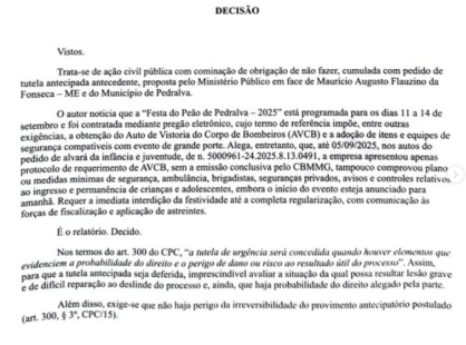 Decisão judicial compartilhada nas redes sociais.