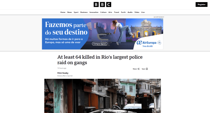 Imprensa internacional repercute megaoperação no RJ