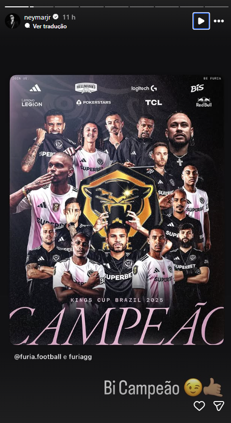 Neymar comemora título da Fúria da Kings Cup Brazil