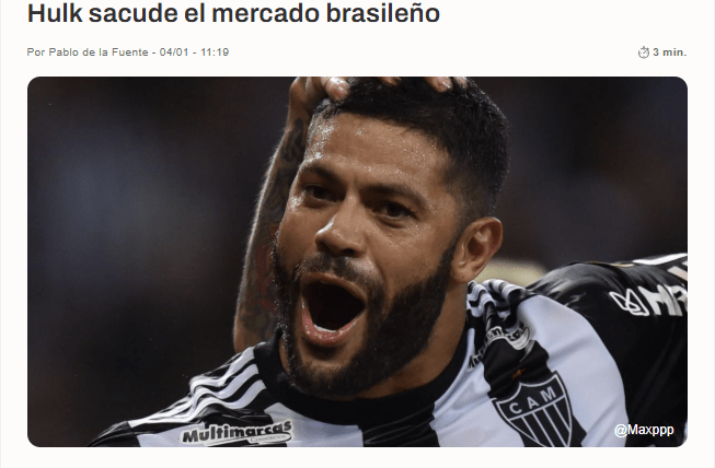 Matéria do Fichajes sobre a novela entre Hulk, Atlético e Fluminense