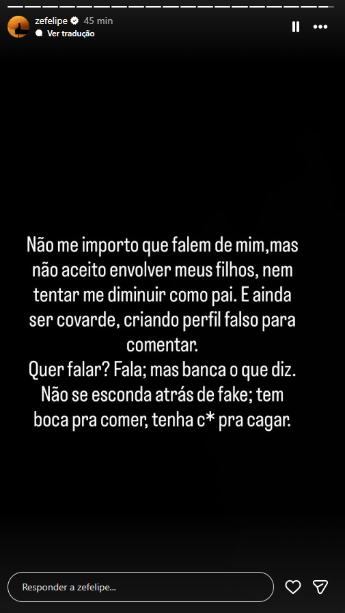 Desabafo de Zé Felipe