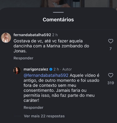 Mari Gonzalez esclarece polêmica de vídeo