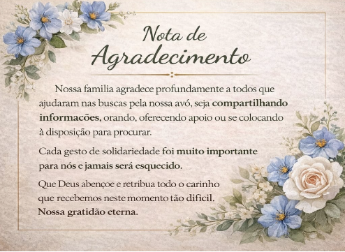 Familiares lamentam morte de idosa desparecida desde terça-feira (17)