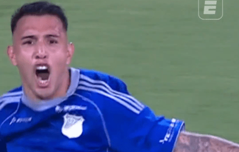Rodrigo Cranteras comemora gol pelo Millonarios na Copa Sul-Americana