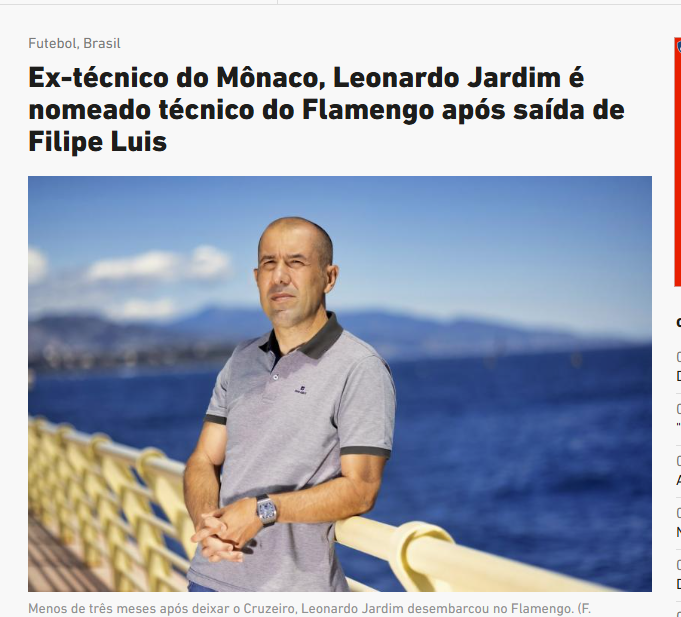 Manchete do L'equipe que aborda Leonardo Jardim no Flamengo a saída do Cruzeiro