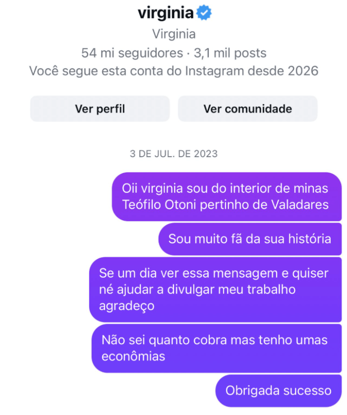 Mensagens de Milena à Virginia
