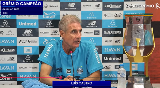 Luís Castro, técnico do Grêmio, em entrevista coletiva após o título do Gauchão