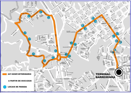 No itinerário, a linha percorrerá 23 pontos de parada dispostos da Avenida Anita Garibaldi até a Rua Desembargador José Carlos Ribeiro Ribas.