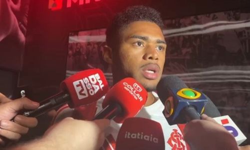 Victor Gabriel concedeu entrevista na zona mista da Arena MRV, após a derrota do Inter para o Atlético
