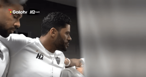 Hulk em discurso no vestiário da Arena MRV, estádio do Atlético