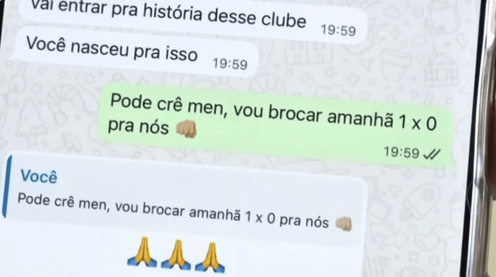 Print de conversa de Kaio Jorge com amigo antes do clássico entre Cruzeiro e Atlético
