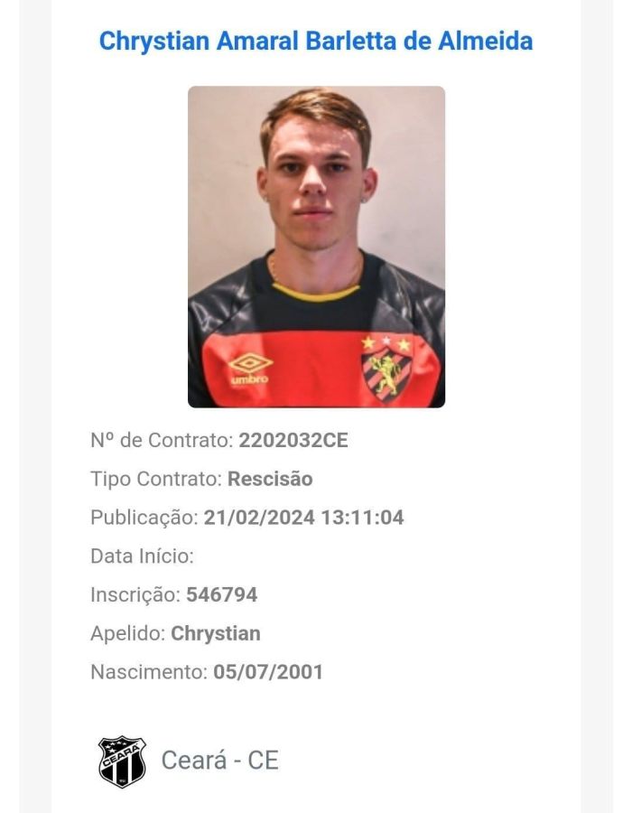 Barletta já aparece com a camisa do Sport no BID Barletta já aparece com a camisa do Sport no BID