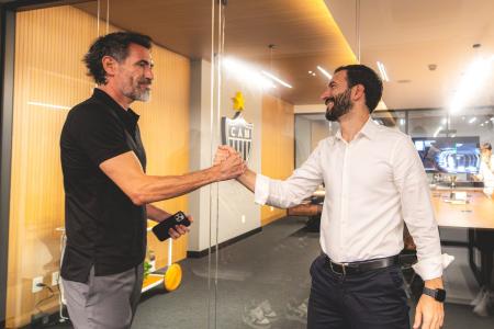 Pedro Daniel e Eduardo Domínguez, CEO e treinador do Atlético