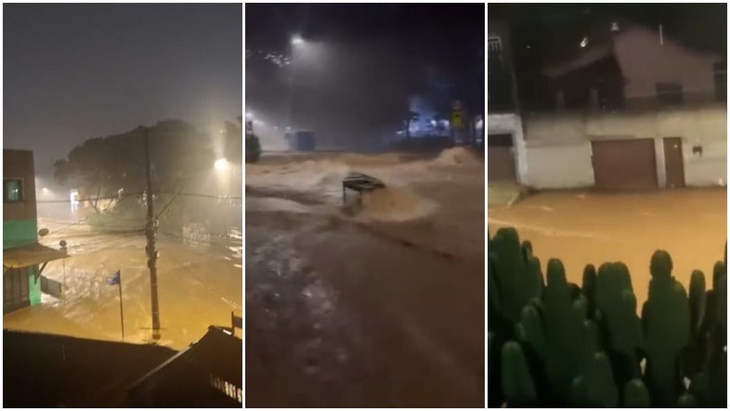 Vídeo: ruas do Barreiro 'viram rios' durante forte chuva em BH