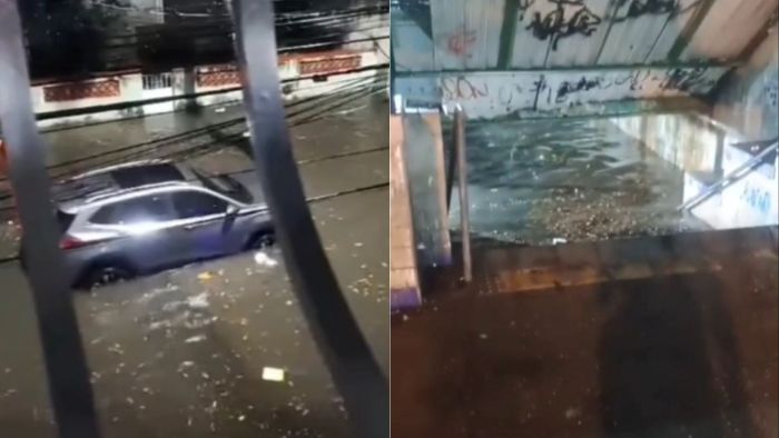 Ruas e estações de metro ficaram completamente alagadas, durante a noite dessa quarta-feira (19), no Rio de Janeiro.