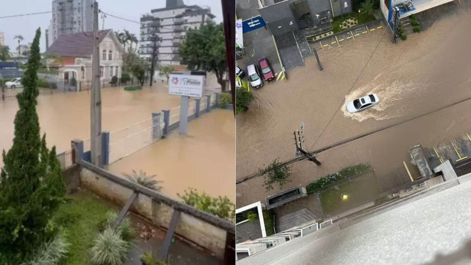 Chuva intensa atinge Santa Catarina, interrompe circulação de ônibus e adia vestibular