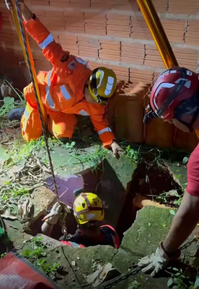 Após socorrer a vítima, equipe isoloiu o local da cisterna
