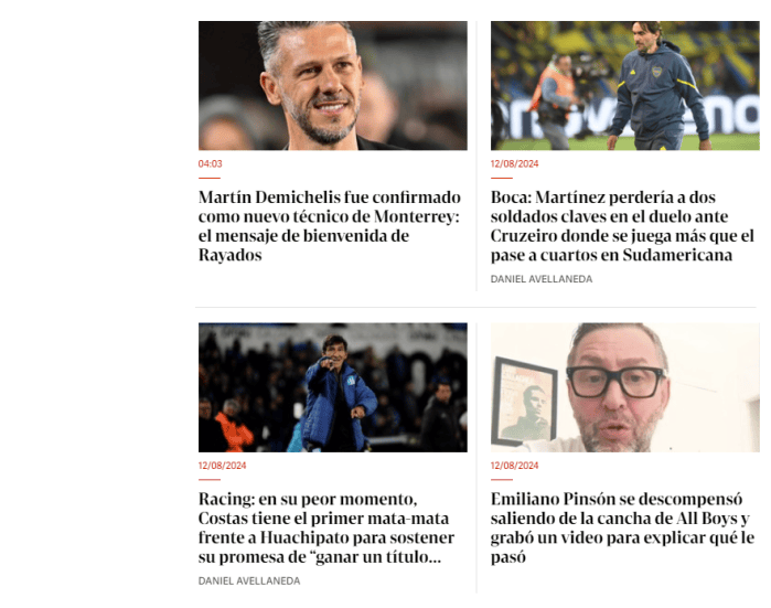 Clarín, da Argentina, chamou atenção para possíveis desfalques do Boca contra o Cruzeiro