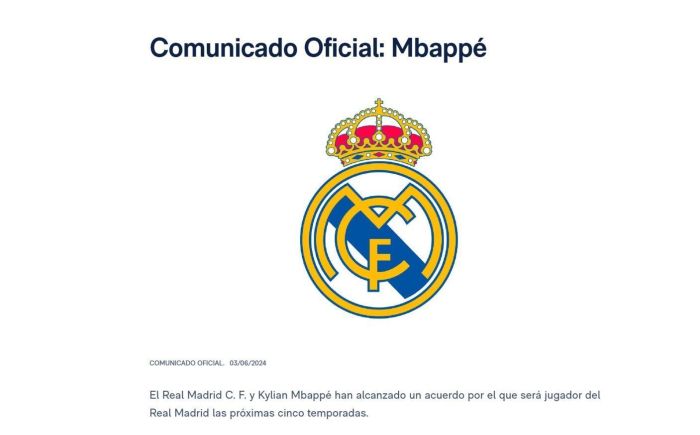 Real Madrid anunciou, na tarde desta segunda (3), a contratação de Mbappé