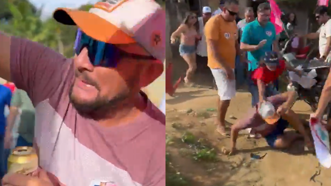 Comício político termina em pancadaria entre candidatos e apoiadores; veja vídeo