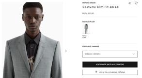 Produtos no site da Armani Brasil