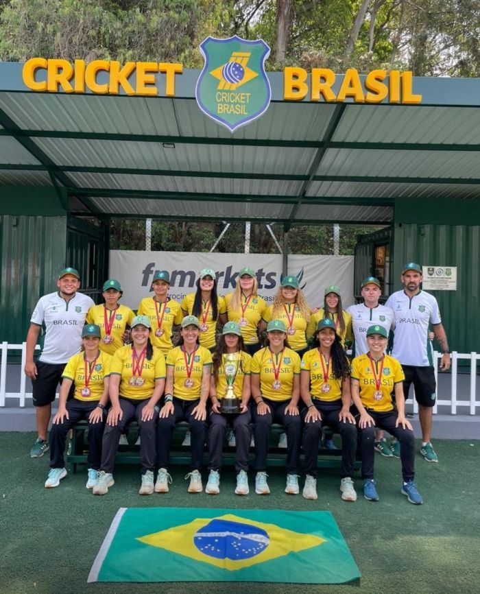 Seleção Brasileira Feminina de Cricket durante o evento em Poços de Caldas