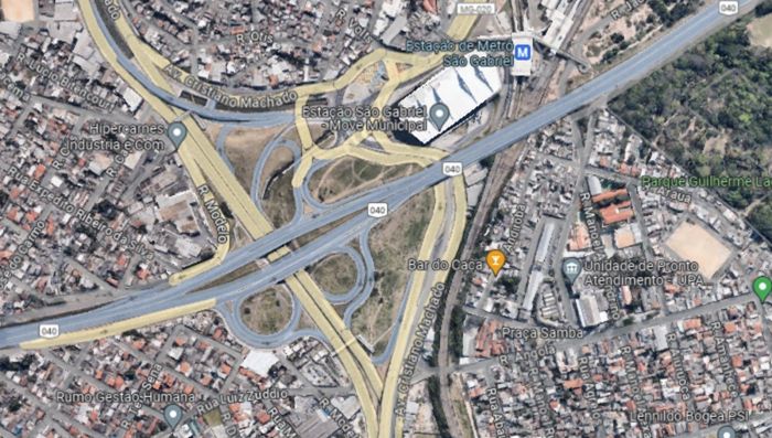 Mapa mostra área da Estação São Gabriel, na avenida Cristiano Machado