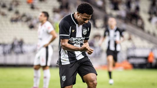 Volante Lucas Lima comemora gol do Ceará sobre o Primavera-SP em jogo da Copa do Brasil