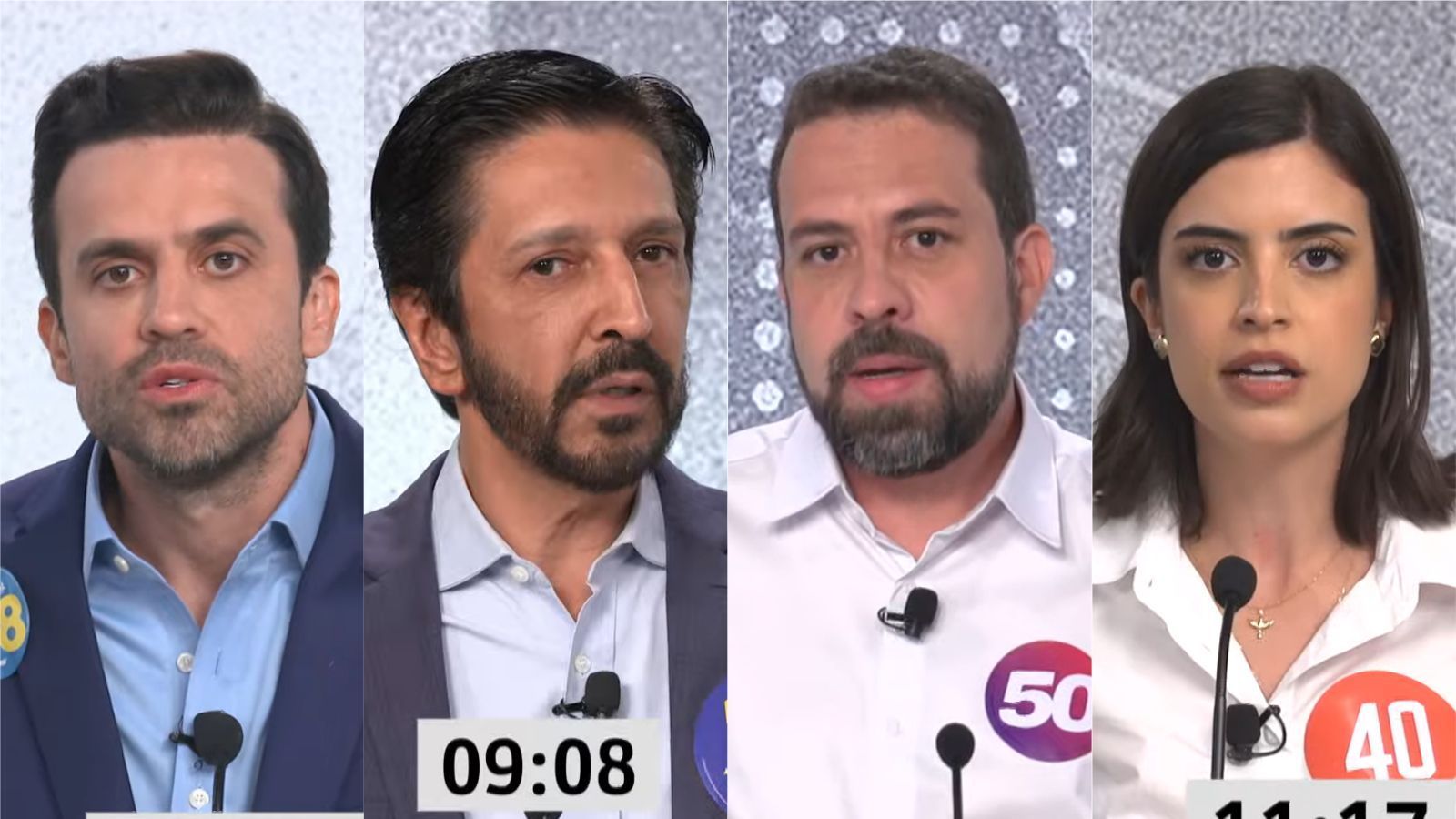 Debate em SP tem pressão de Marçal a Nunes e Tabata sobre Bíblia e a Boulos por uso de drogas