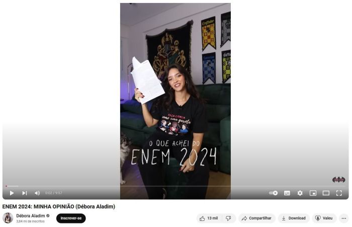 A influenciadora tem hoje 1,4 milhão de seguidores no Instagram e 3,84 milhões de inscritos no YouTube.