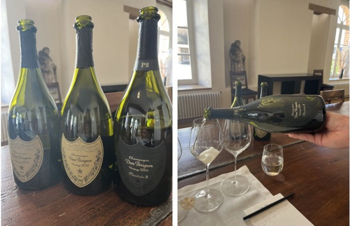 Degustação em Hautvillers das safras 2010, 2013 e P2 2004