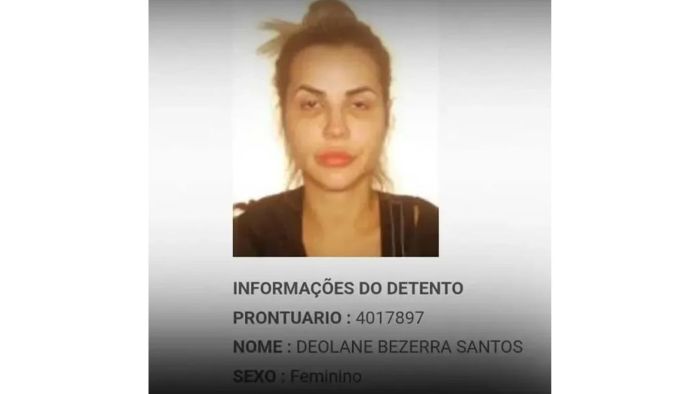 Veja foto de Deolane cadastrada no sistema da polícia após ser presa em Recife. Veja foto de Deolane cadastrada no sistema da polícia após ser presa em Recife.