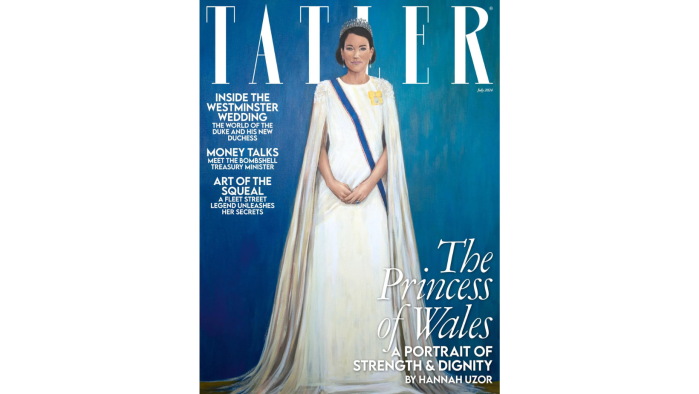 A futura rainha em um novo retrato feita pela artista Hannah Uzor, encomendado especialmente para a capa de julho da Tatler.