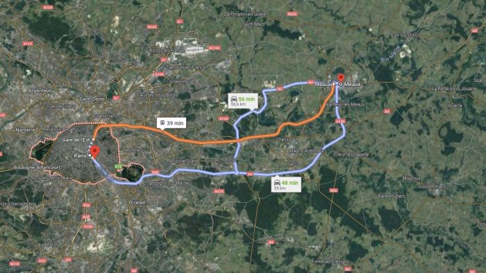 Distância de Paris a Meaux é de 50 minutos Distância de Paris a Meaux é de 50 minutos
