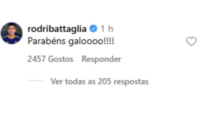Mensagem de Battaglia parabenizando o título do Atlético